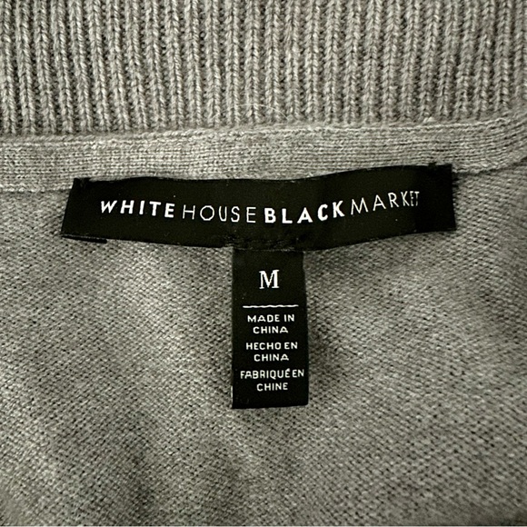 EUC! WHITE HOUSE BLACK MARKET GRAY FRINGE CARDIGAN - Picture 6 of 9